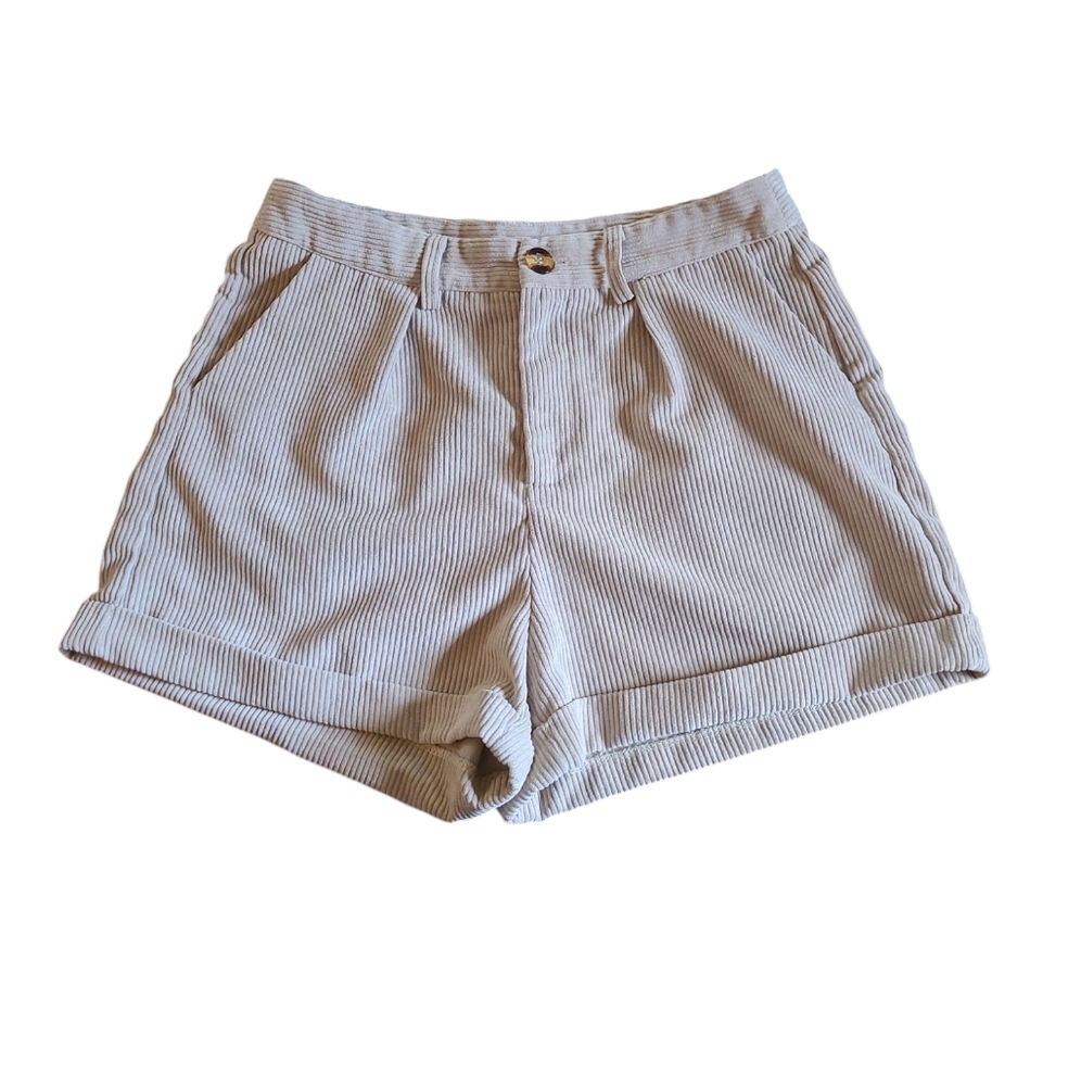 Womens Corduroy Khaki High Waste Shorts Small
